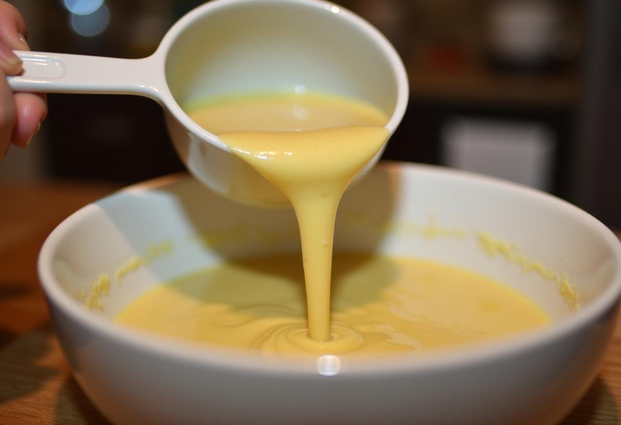 Chicken broth being added to the casserole mixture for Coulson Comfort Casserole.