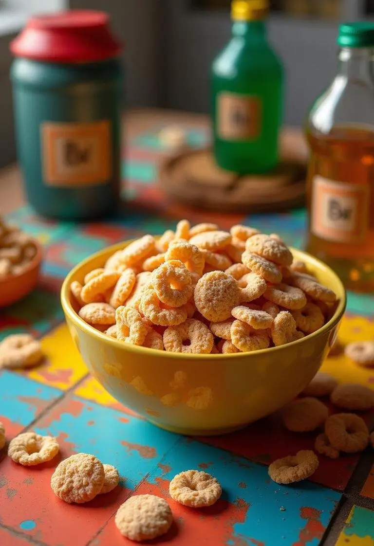 Completed Breaking Bad cereal bowl ready for enjoyment, surrounded by playful decorations.