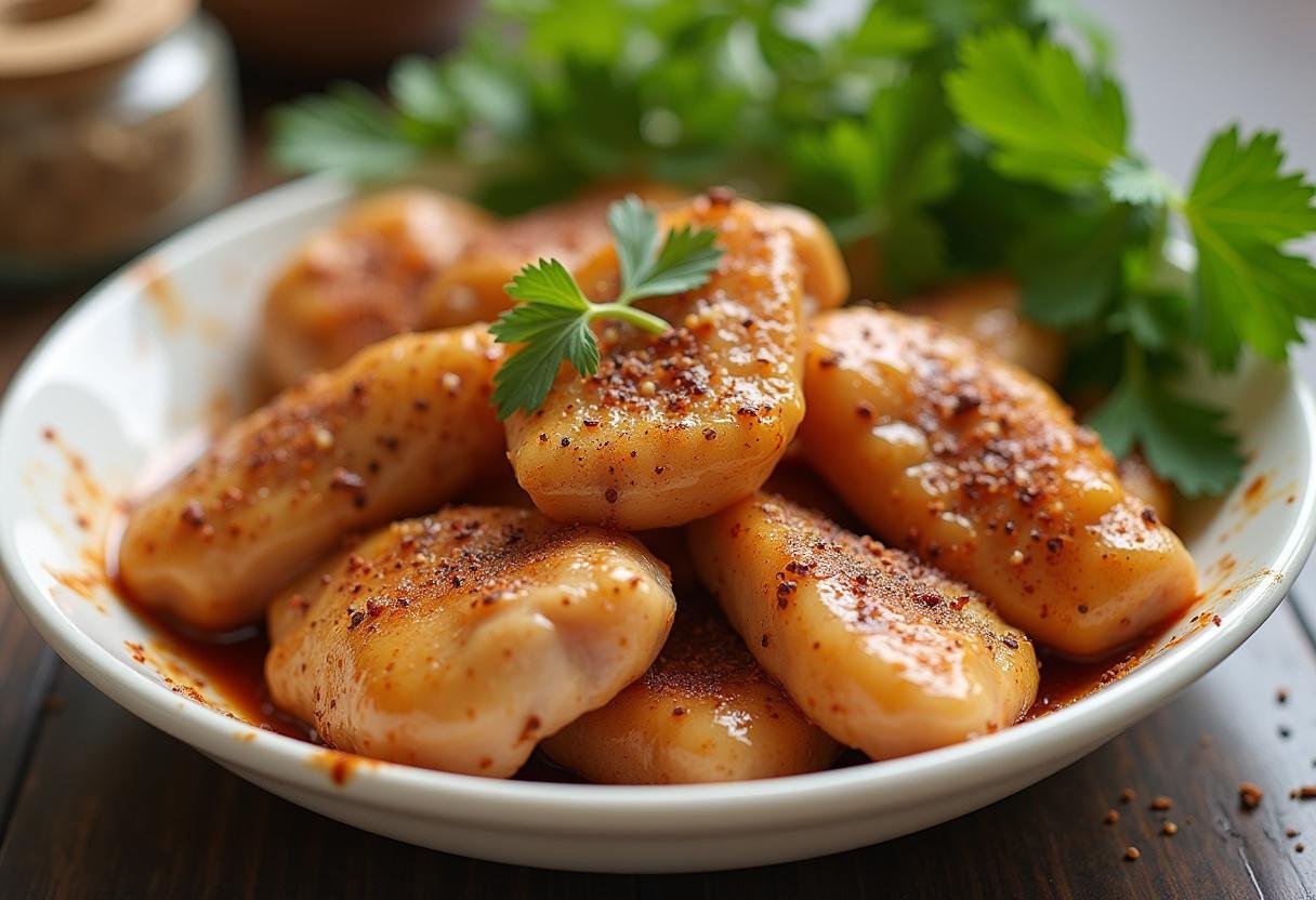 Marinated chicken pieces prepared for Breaking Bad Los Pollos Chicken recipe.