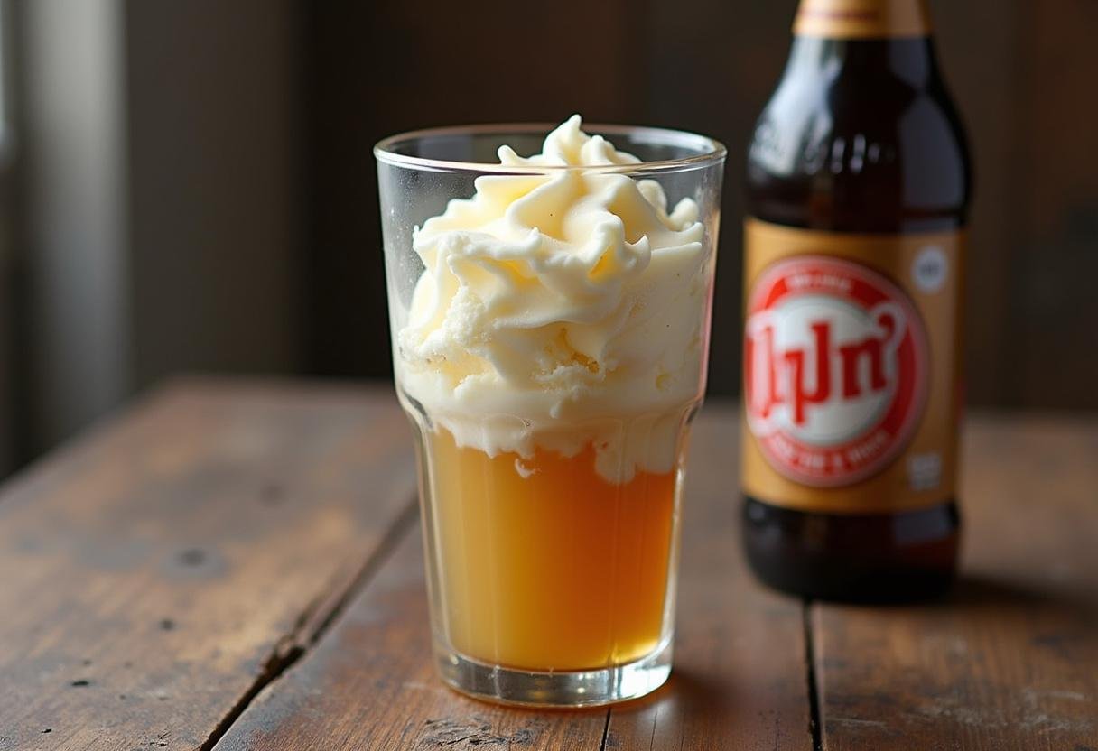Vanilla ice cream ready to create a Breaking Bad Root Beer Float.