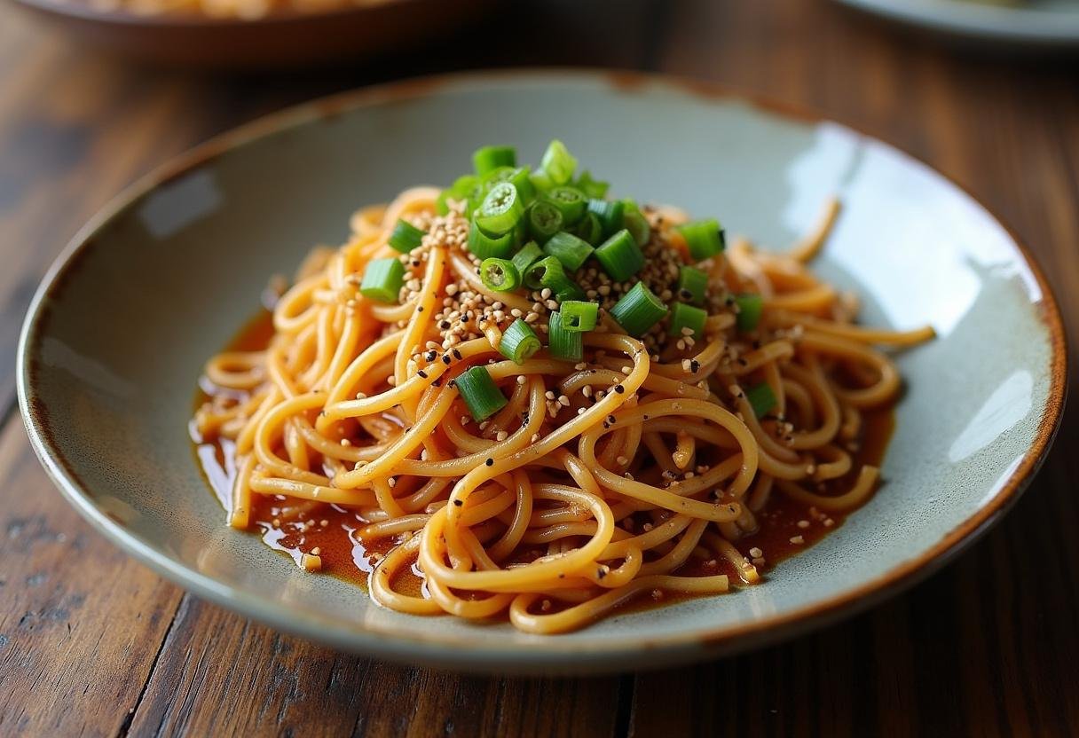 Delicious Cobra Kai Miyagi-Do Noodle Stir-Fry, beautifully garnished and ready to serve.