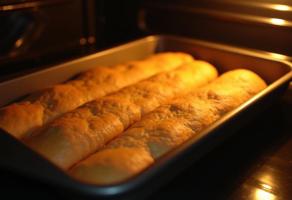 Baking Fight Club Soap-Scented Breadsticks in a preheated oven.
