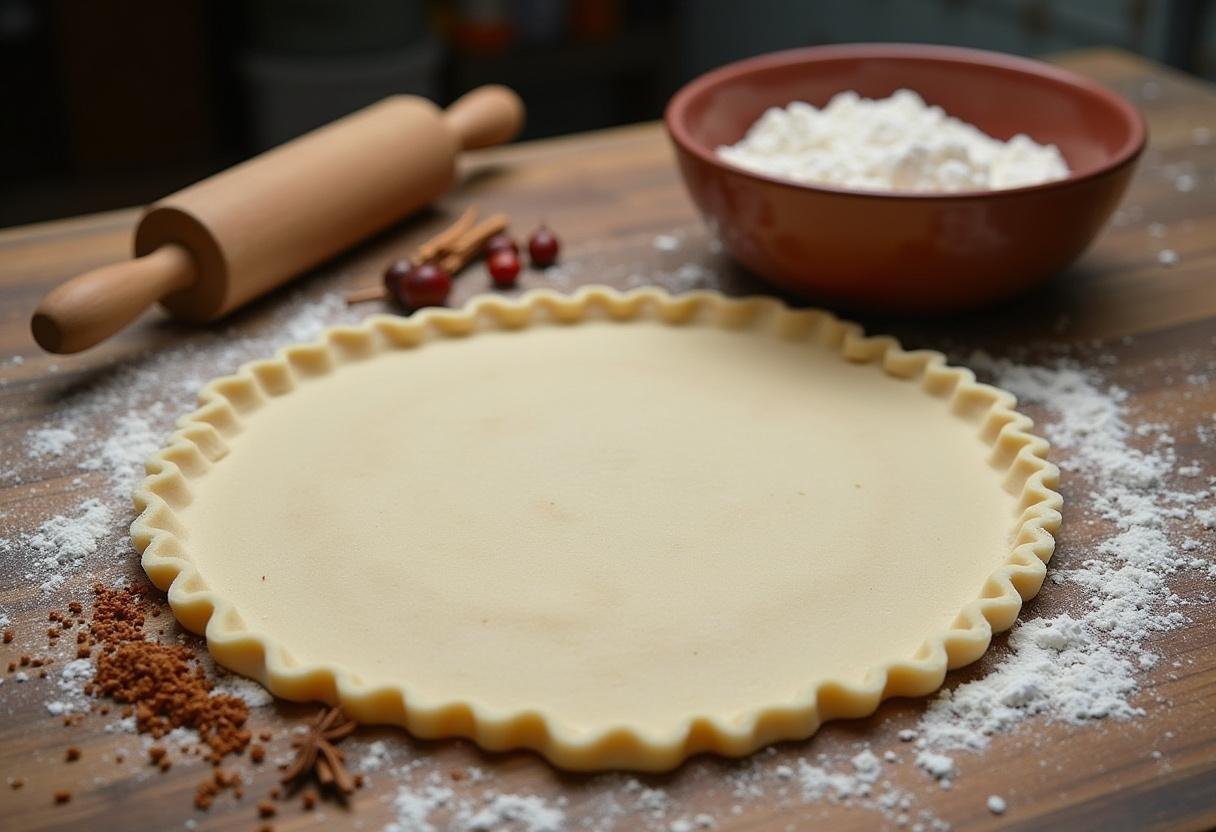 Preparing pie crust with flour and spices for Game of Thrones Meat Pie.