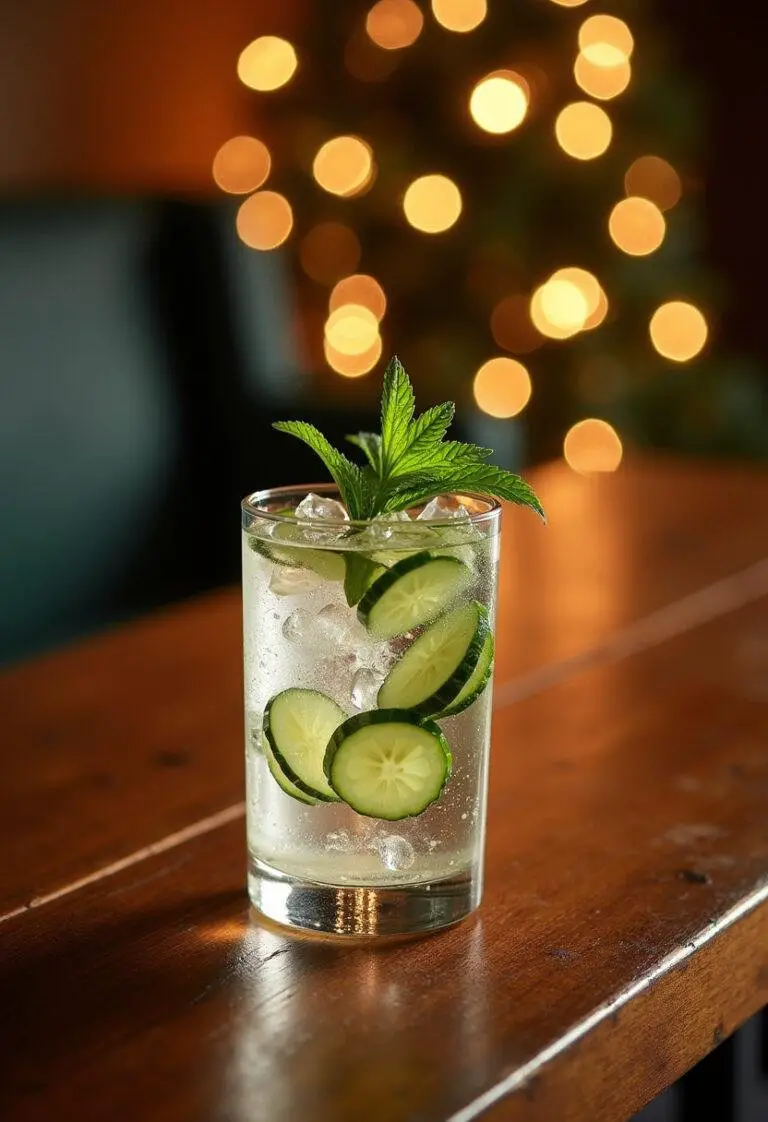 Finished Harry Potter Gillywater served in a glass with fresh ingredients, perfect for an enchanting gathering.