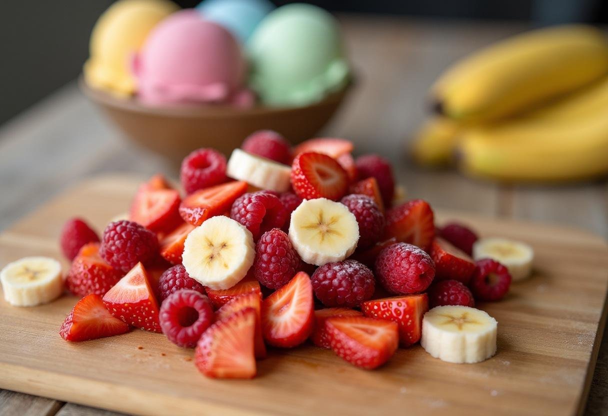 Fresh fruit salad preparation for a delightful Harry Potter Knickerbocker Glory.