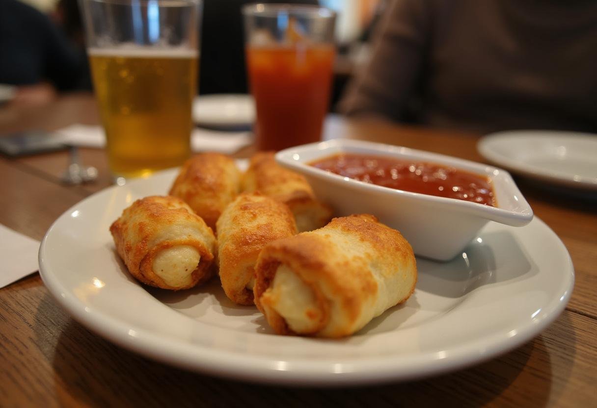 Delicious golden cheese pizza rolls served with marinara sauce, perfect for a fun meal inspired by Home Alone.