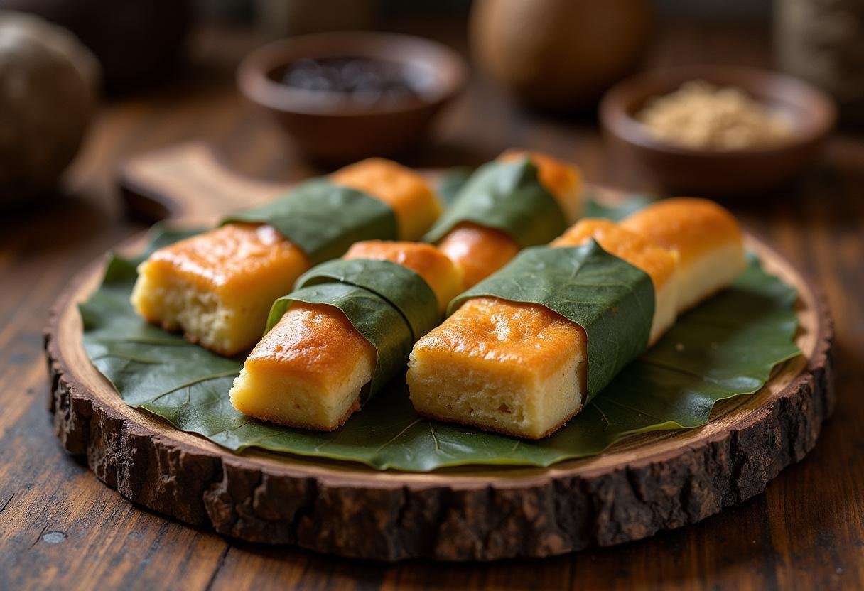Finished Lord of the Rings Lembas Bread Bars wrapped in leaves, ready to serve.