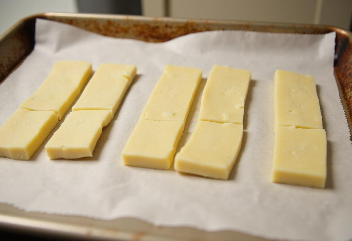 Shaped Lembas Bread Bars dough placed on a baking sheet.