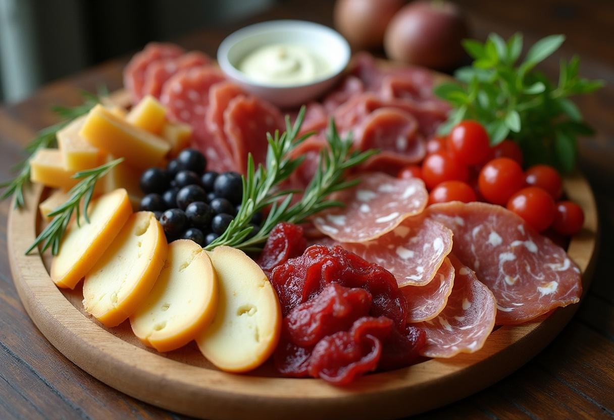 Lucifer Charcuterie Board featuring cured meats and artisanal cheeses for a gourmet presentation.