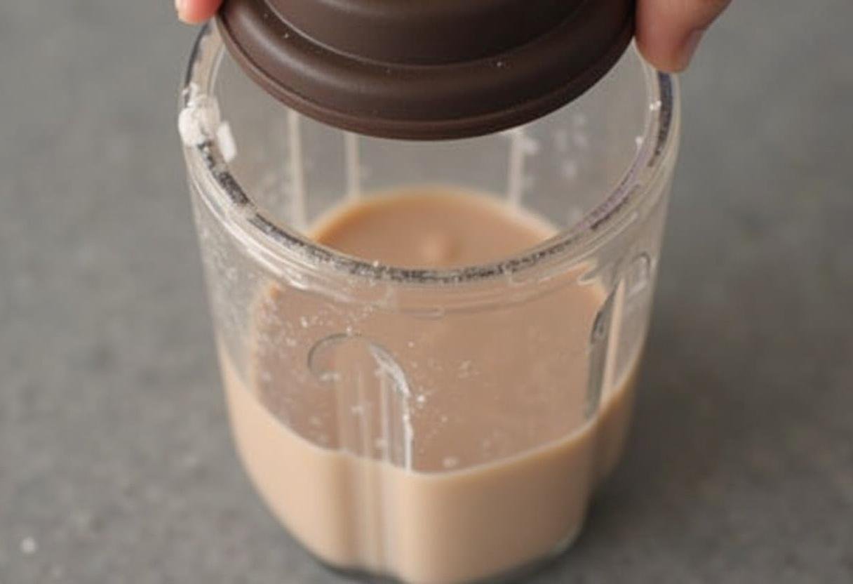 Blender mixing the Pulp Fiction Milkshake to a smooth texture.