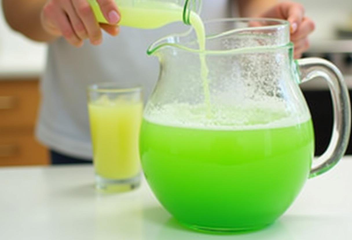 Combining lime sherbet and lemon-lime soda to create Star Wars Yoda Soda.