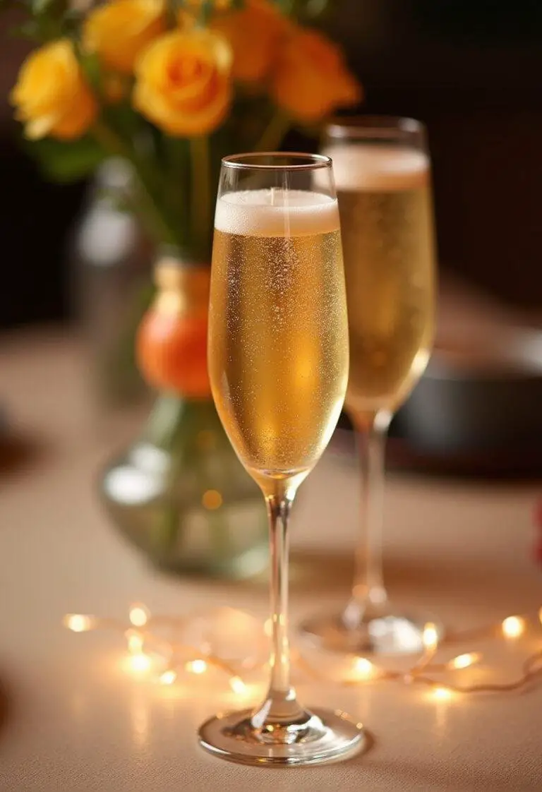 Finished Succession Champagne Cocktail served elegantly for a festive occasion.