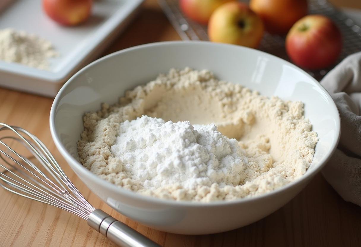 Dry ingredients for pancake batter being mixed together for The Office Pancake Breakfast.