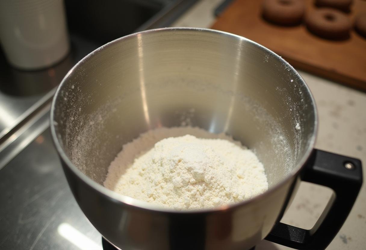 Ingredients for Westworld Delos Donuts dough prepared in a mixing bowl.