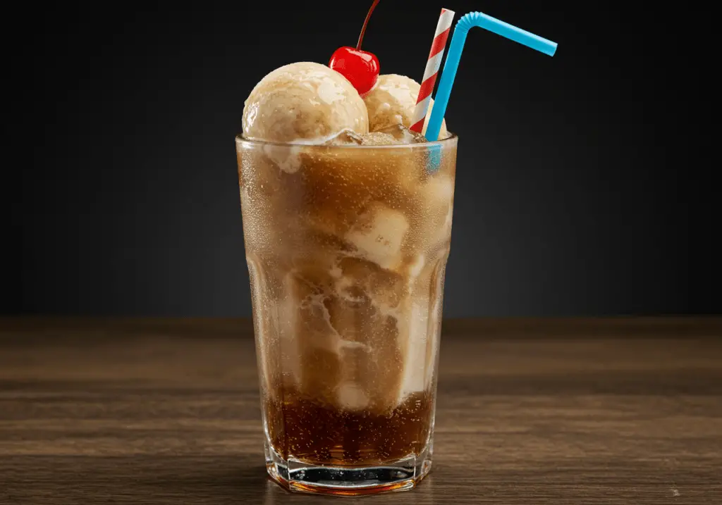 Delicious Breaking Bad Root Beer Float showcasing layers of ice cream and root beer, perfect for fans.