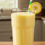 Finished Scooby Doo Banana Smoothie in a tall glass, perfect for a fun and nutritious drink.