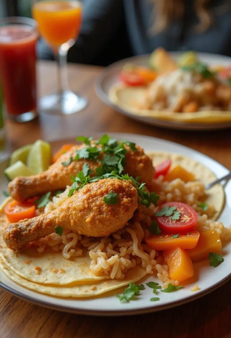 Deliciously served Los Pollos Chicken with sides, inspired by Breaking Bad.
