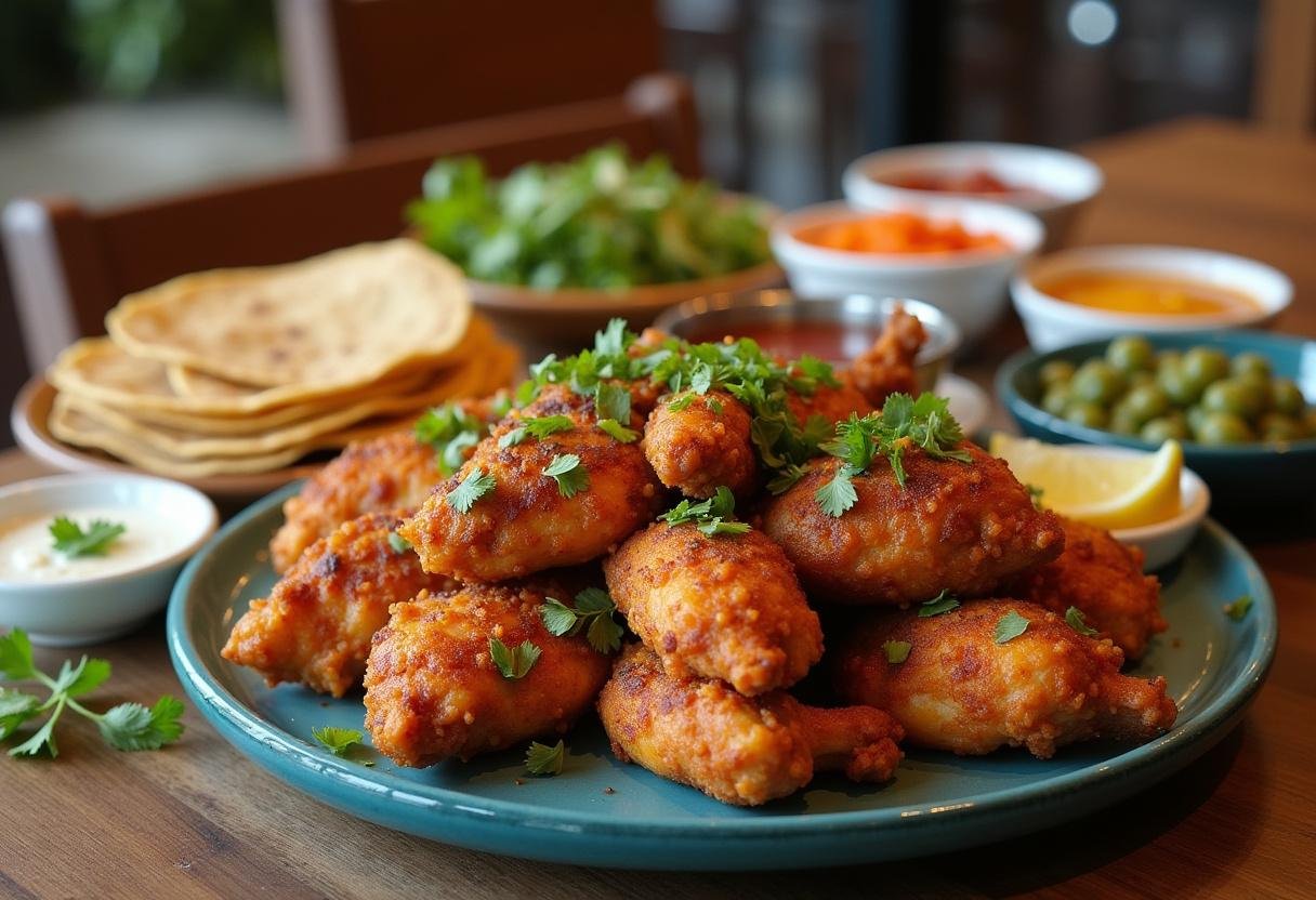 Deliciously served Los Pollos Chicken with sides, inspired by Breaking Bad.