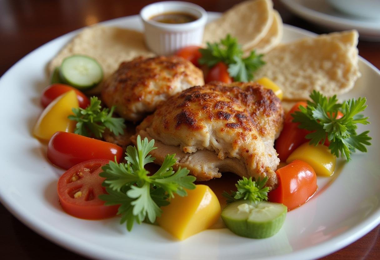 Fresh vegetables and tortillas prepared for serving with Breaking Bad Los Pollos Chicken.