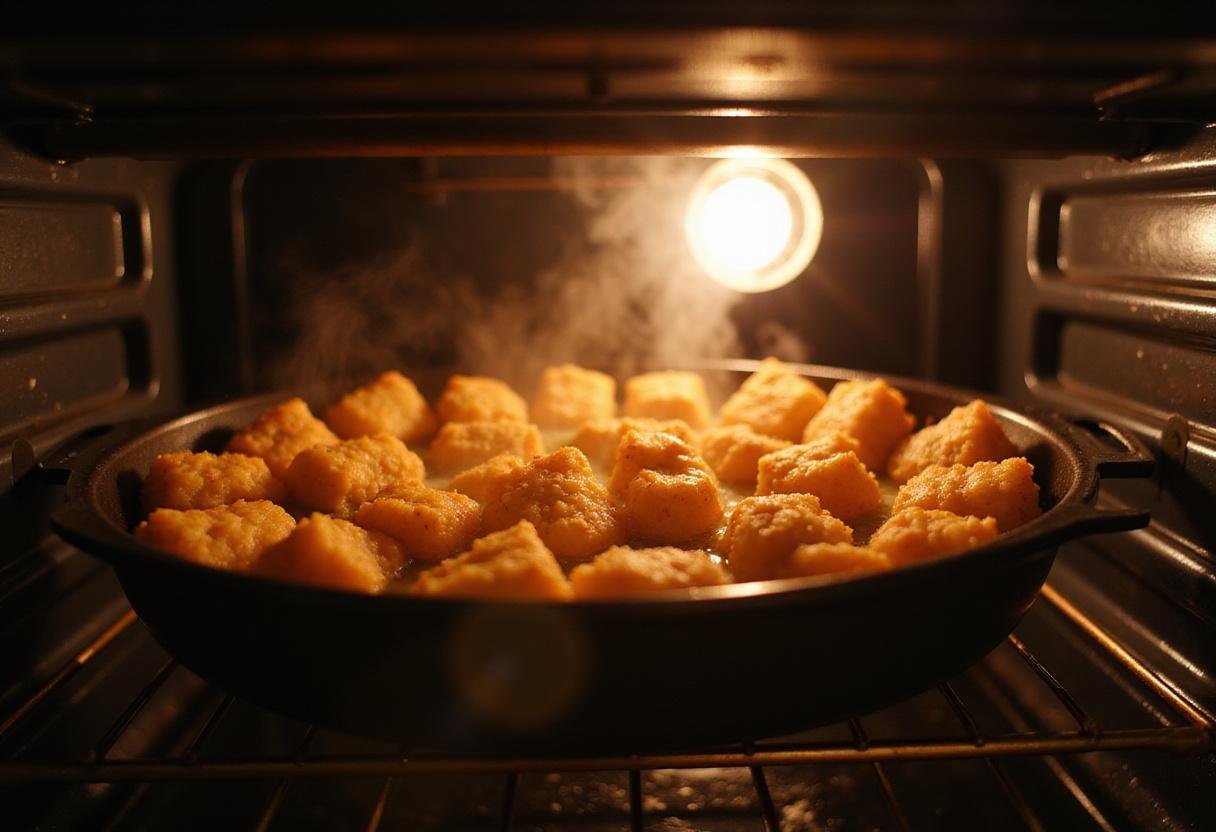 Crispy Breaking Bad Tater Tots baking in an oven, showcasing the perfect cooking process for a scrumptious snack.
