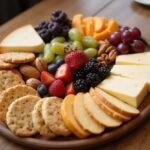 Final presentation of Brooklyn Nine-Nine Cheddar's Cheese Plate, showcasing an exquisite assortment of cheeses and accompaniments for cheese lovers.