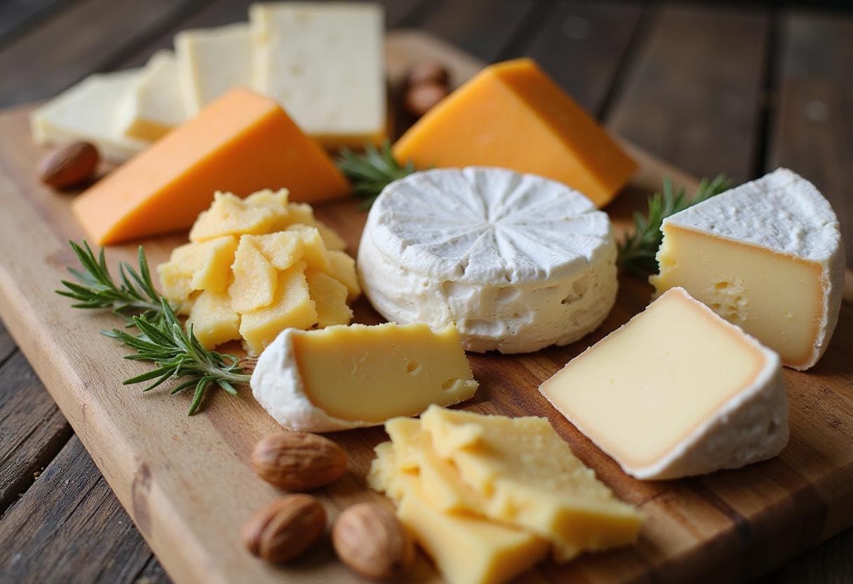 Brooklyn Nine-Nine Cheddar's Cheese Plate featuring a diverse selection of cheeses and herbs for a perfect cheese board.