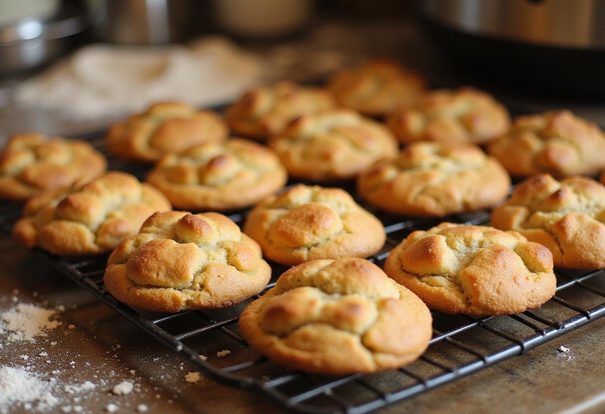 Freshly baked Friends Phoebe’s Cookies cooling on a rack, showcasing a delicious homemade dessert ready to be enjoyed.