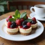 Final presentation of Gilmore Girls cheesecake bites topped with berries, perfect for a delightful dessert.