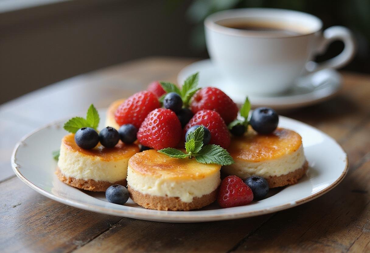 Final presentation of Gilmore Girls cheesecake bites topped with berries, perfect for a delightful dessert.