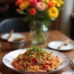 Delicious homemade Chinese takeout dinner setting inspired by Gilmore Girls, perfect for sharing.