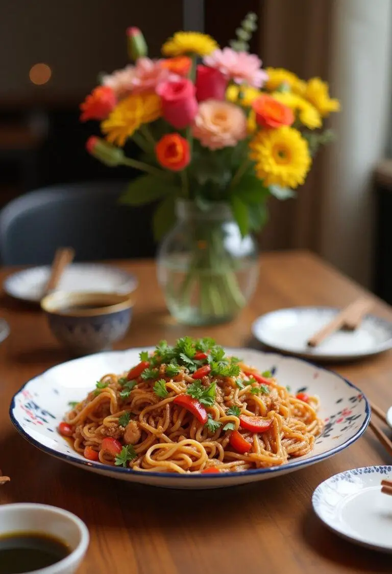 Delicious homemade Chinese takeout dinner setting inspired by Gilmore Girls, perfect for sharing.
