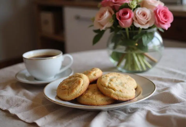 Gilmore Girls homemade cookies beautifully presented on a table with coffee and flowers creating a cozy atmosphere