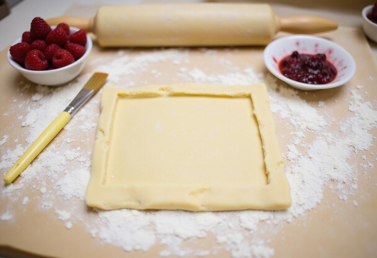 Cutting the pastry dough to create the base for delicious Gilmore Girls Pop Tarts in a charming kitchen.