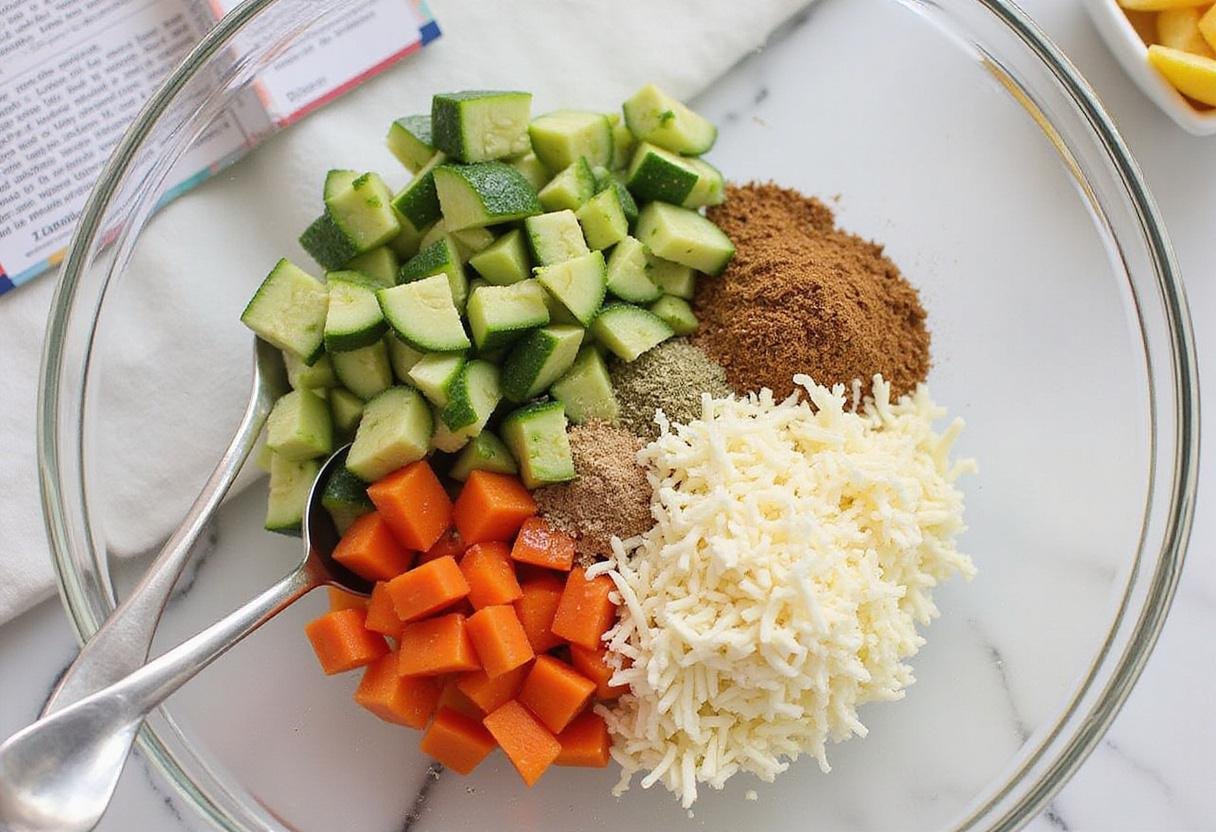 Mixing bowl with chopped vegetables and cheese for Grey's Anatomy Scrub Room Snacks, showcasing a colorful blend of ingredients ready for tasty bites.