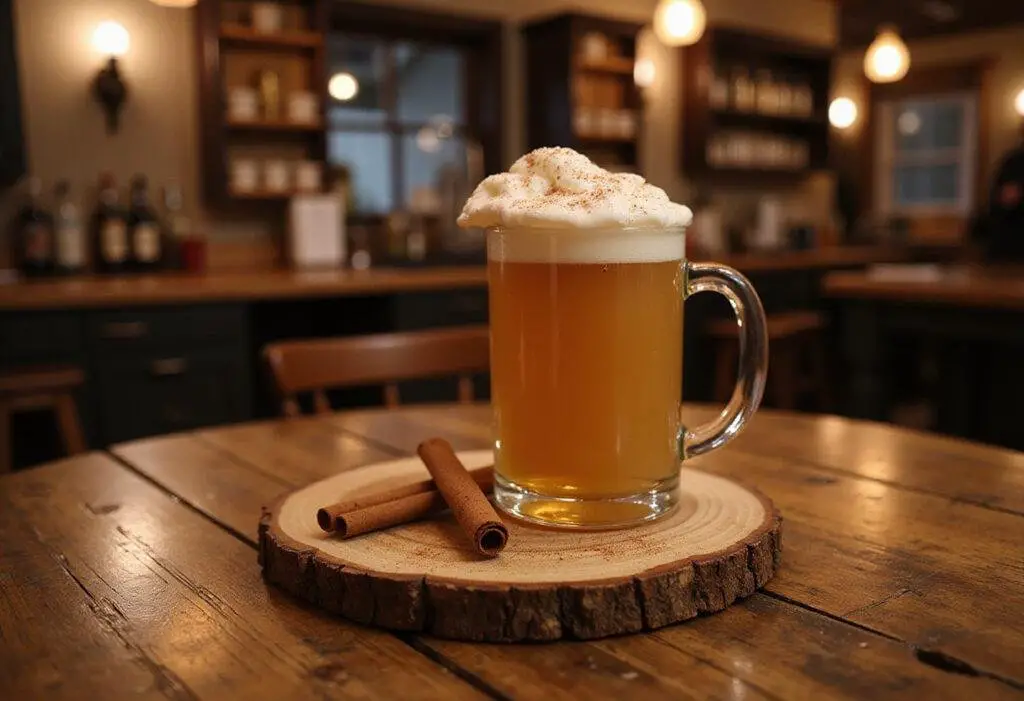 The final presentation of Harry Potter Butterbeer, showcasing the creamy texture and magical appearance of this beloved drink.