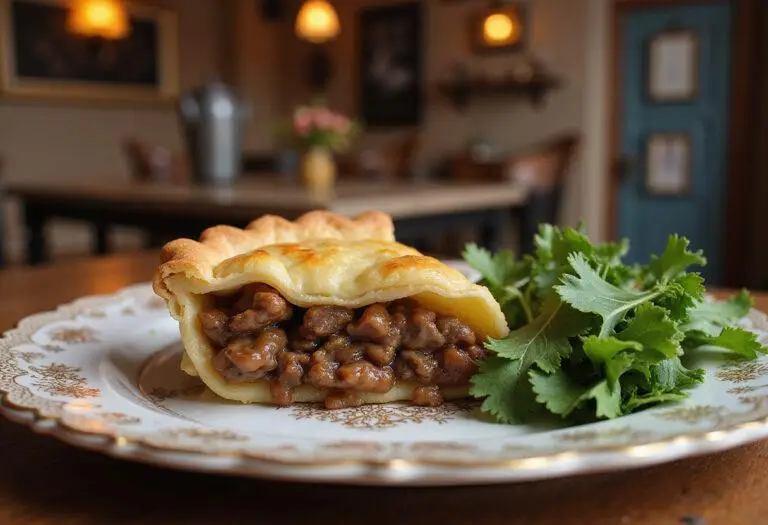 Delicious slice of Harry Potter Meat and Potato Pie, perfectly cooked and plated, capturing the essence of magical comfort food.