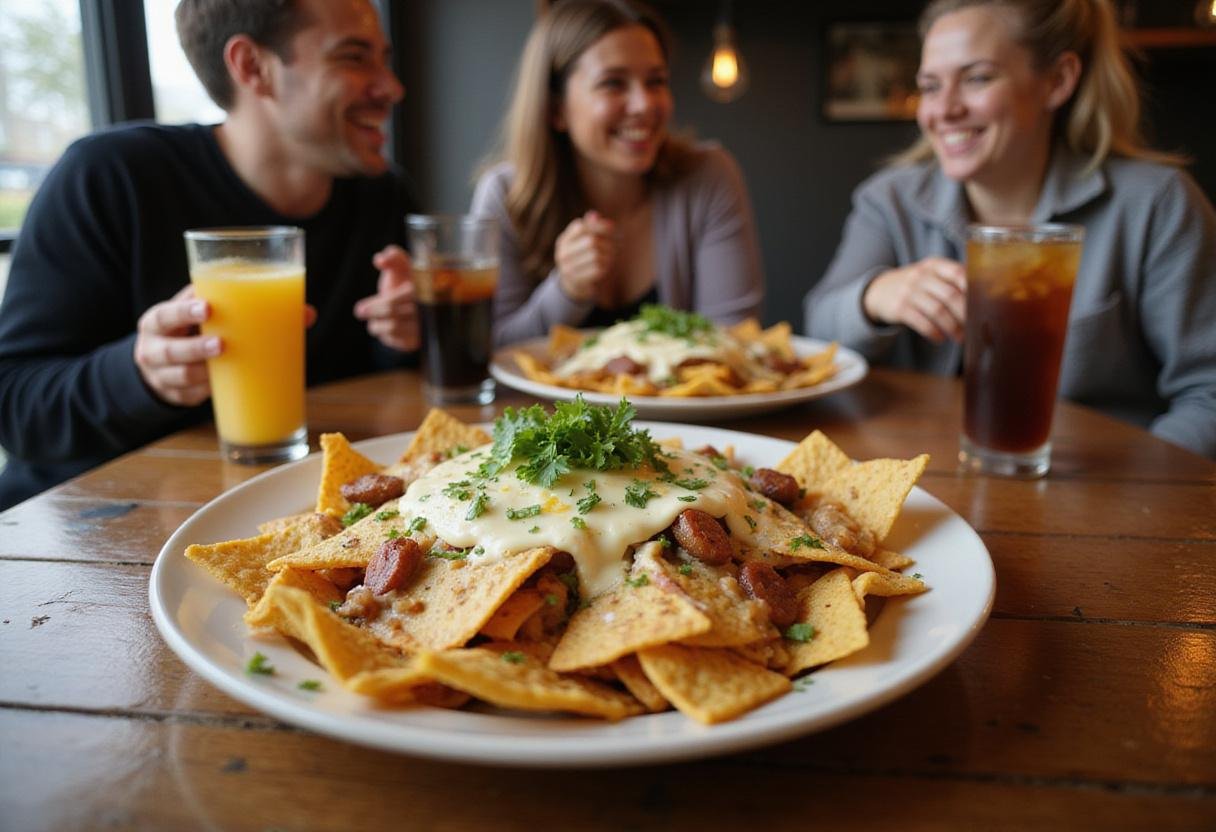Delicious How I Met Your Mother Nachos with Cheese displayed at a lively gathering, perfect for any party or game night.