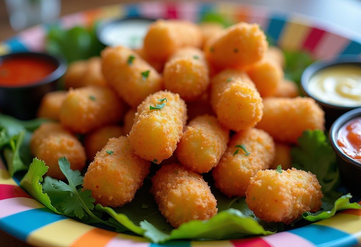 Crispy Modern Family Tater Tots served on a platter, ideal for family gatherings.