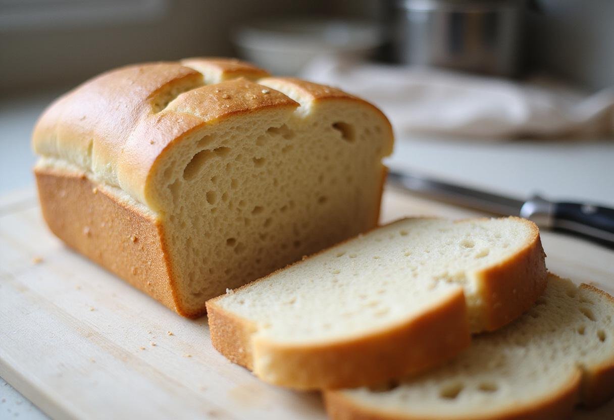 Cuban bread slicing for Narcos Cuban Sandwich, showcasing fresh and airy bread texture.