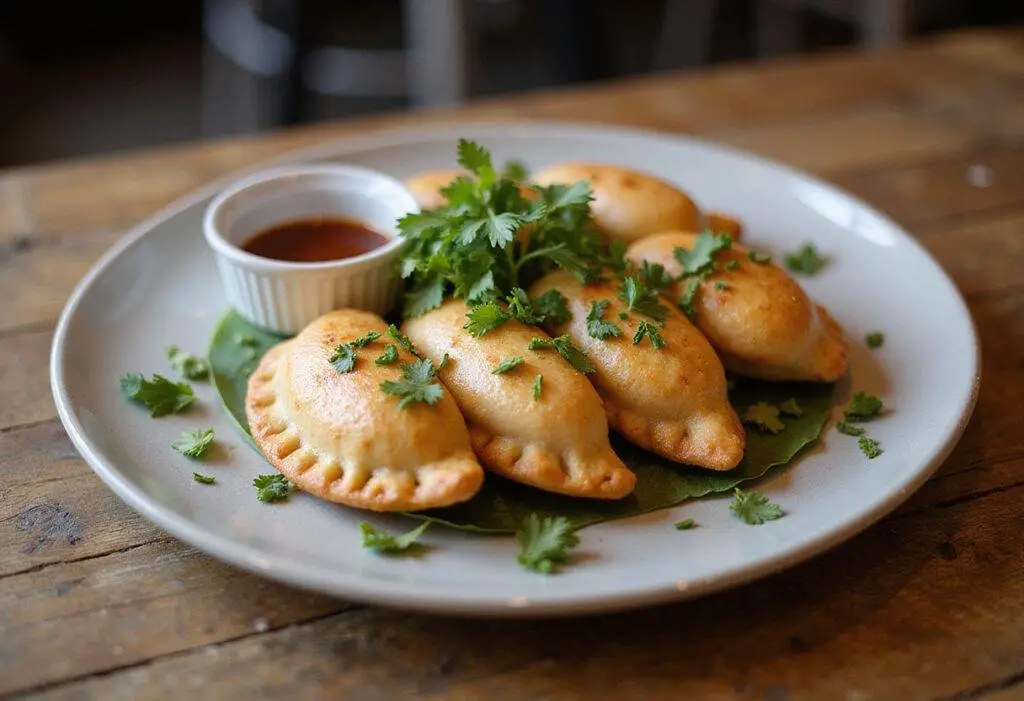 Serving Narcos Empanadas on a plate, highlighting the final presentation of this tasty treat.
