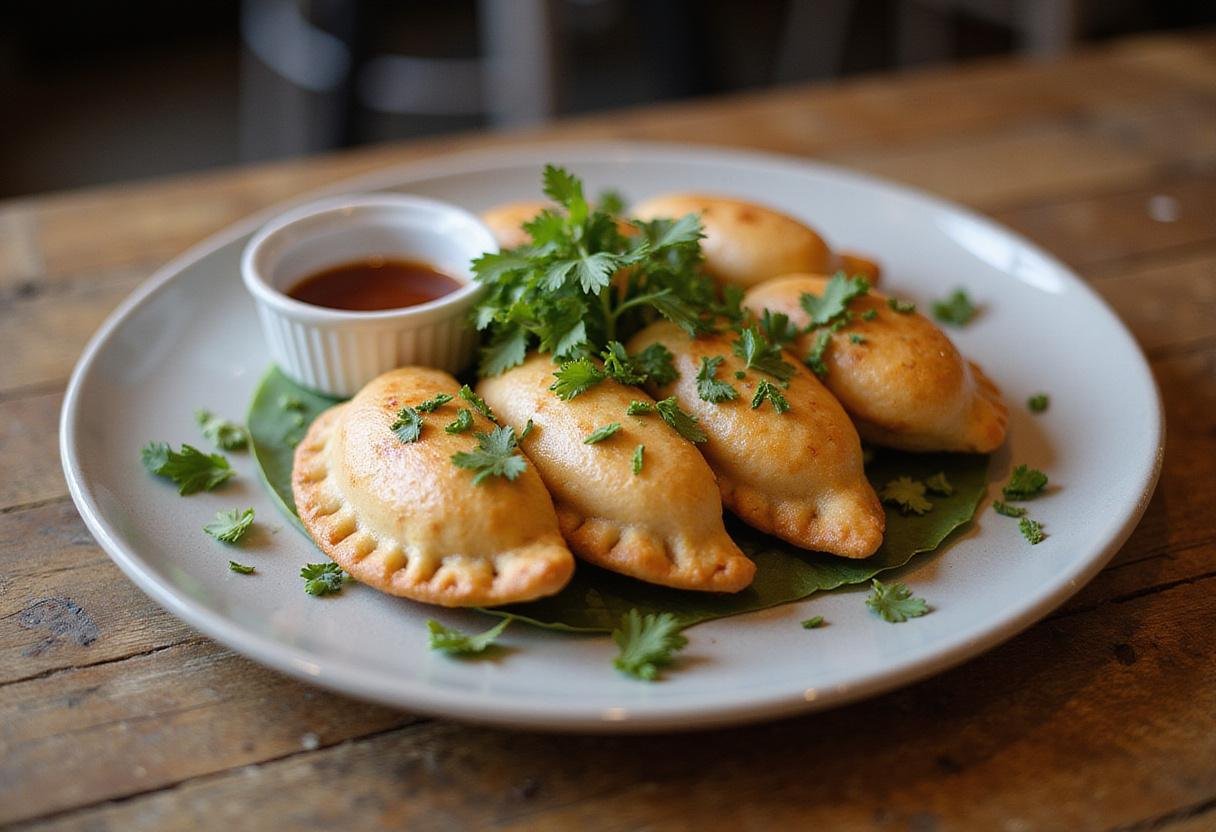 Serving Narcos Empanadas on a plate, highlighting the final presentation of this tasty treat.