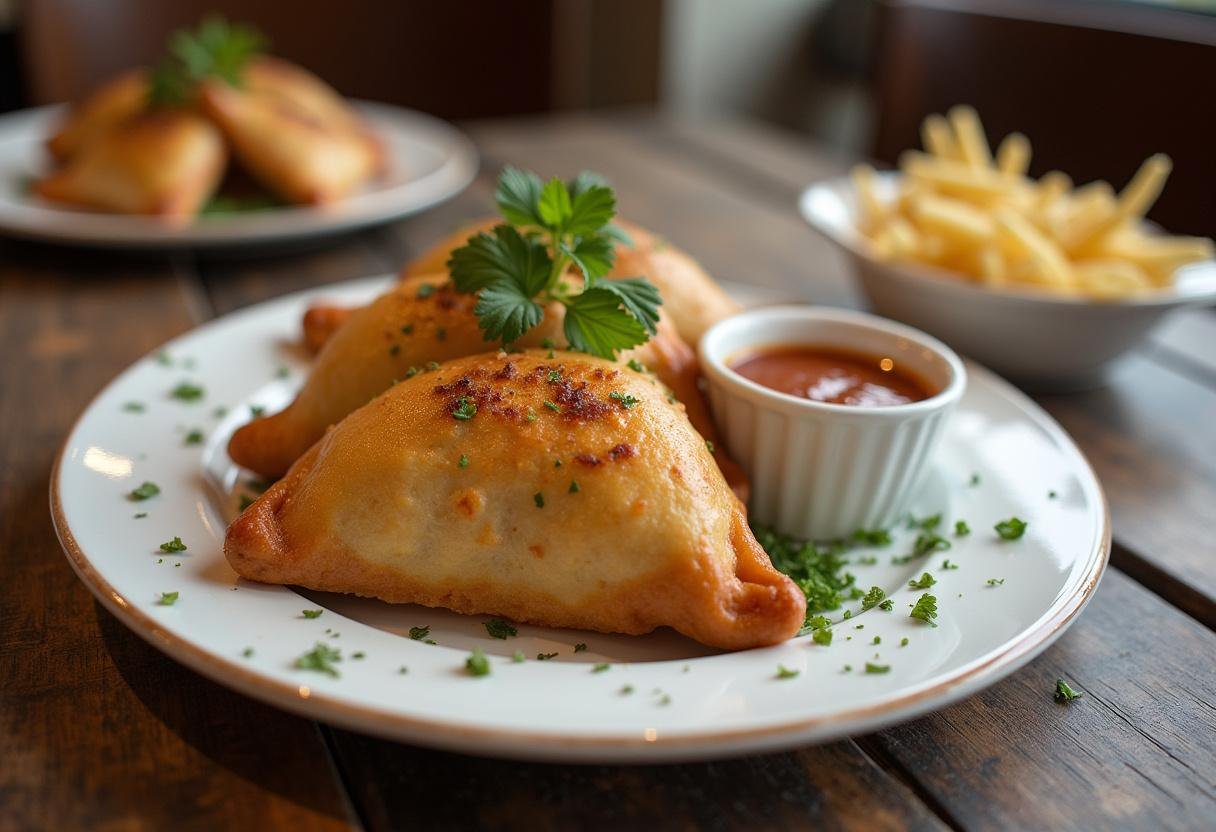 Serving Narcos Empanadas on a plate, highlighting the final presentation of this tasty treat.