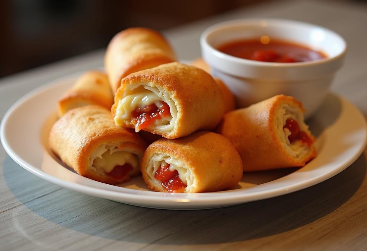 Finished Scooby Doo Pizza Rolls on a plate, perfect for a fun snack or party.