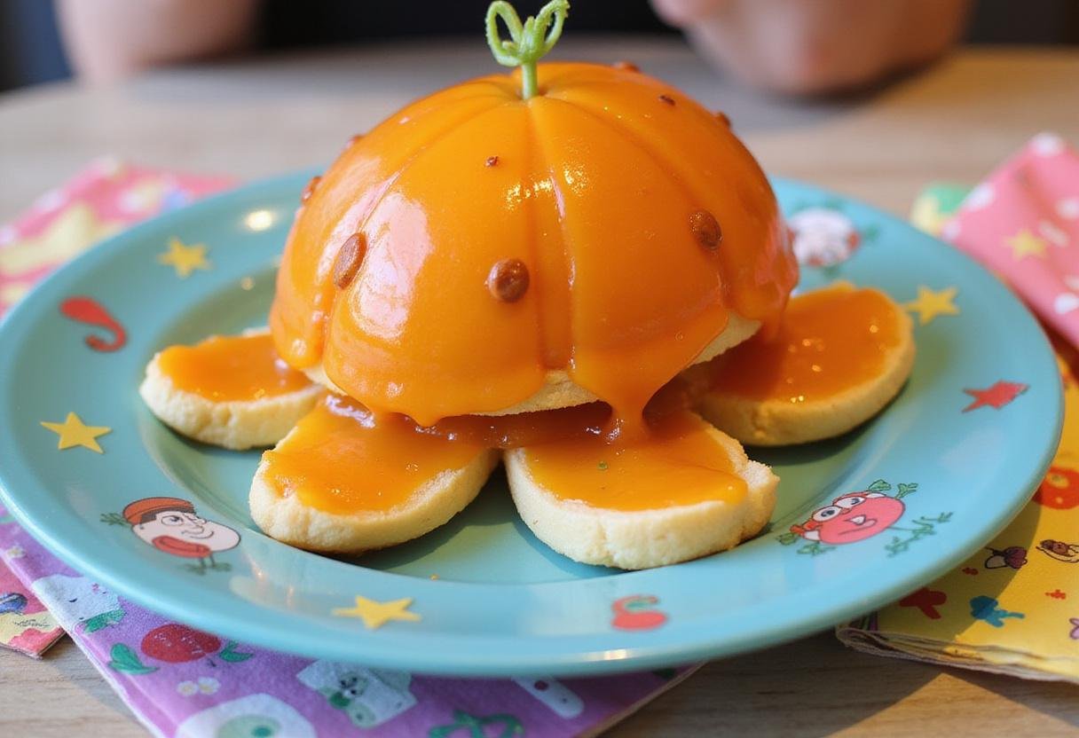 Assembled SpongeBob SquarePants Jellyfish Jelly Sandwich on a cartoon-themed plate, visually enticing.