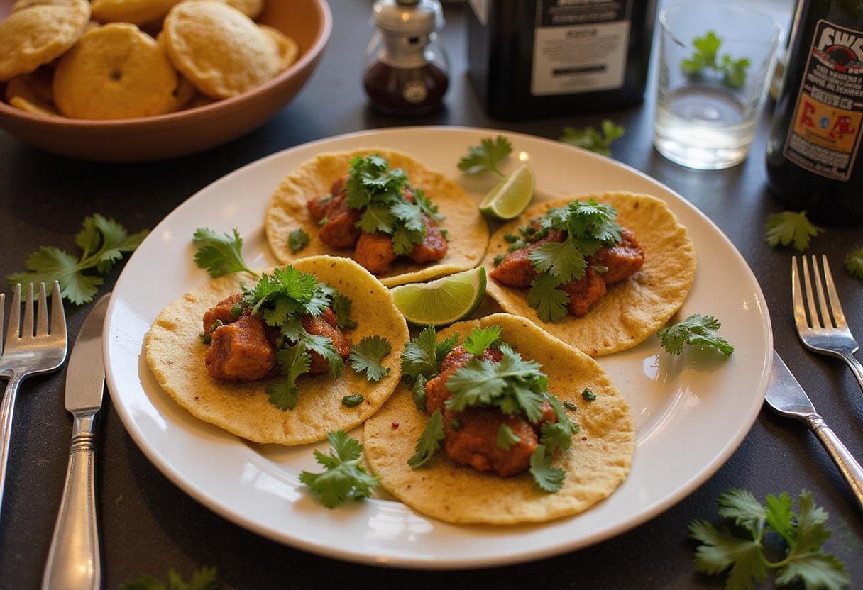 Final presentation of Star Wars Tatooine Tacos garnished and served, showcasing a vibrant and appetizing meal.