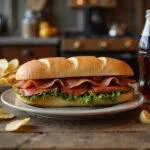 Serving a Stranger Things Bologna sandwich with potato chips and cola, capturing the nostalgic essence of childhood meals and retro vibes.