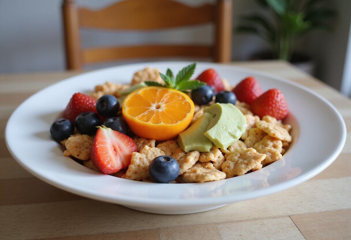 Final presentation of a Stranger Things breakfast cereal bowl, a colorful and nutritious breakfast option bursting with flavors.