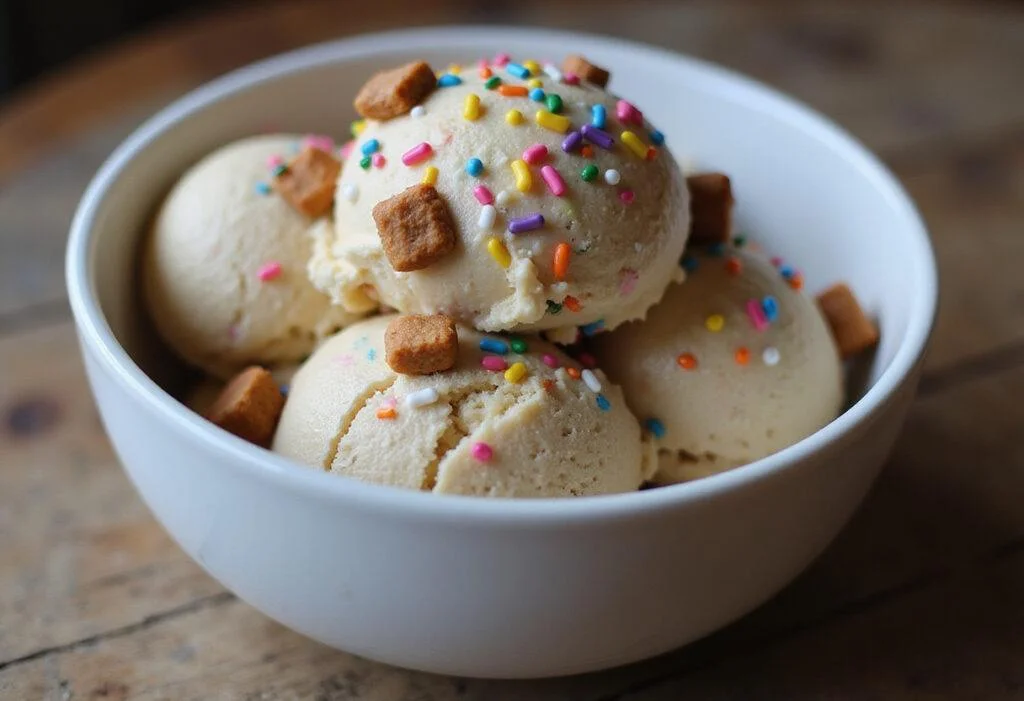 Indulge in the creamy texture of Stranger Things Cookie Dough Ice Cream, a treat that captures the nostalgia of the hit series.