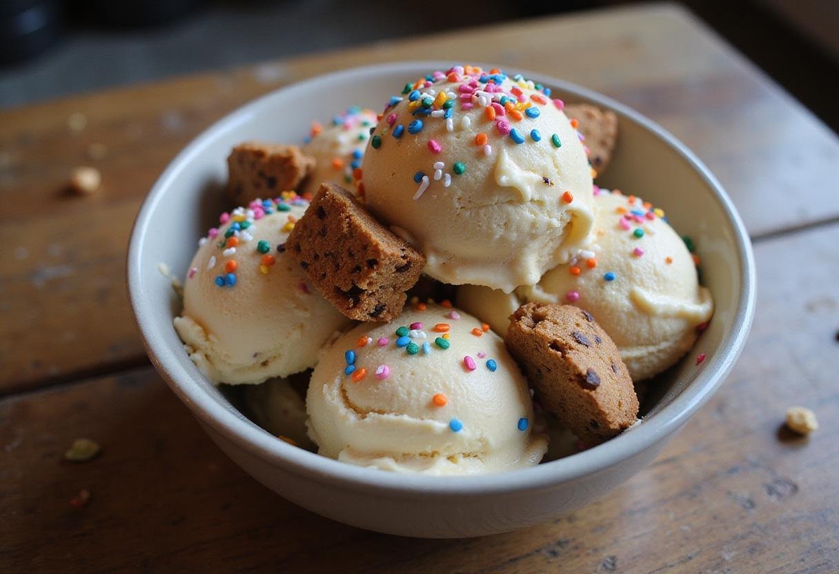 Indulge in the creamy texture of Stranger Things Cookie Dough Ice Cream, a treat that captures the nostalgia of the hit series.