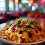 Delicious fully loaded nachos for Stranger Things Mall Food Court experience, perfect for sharing with friends.
